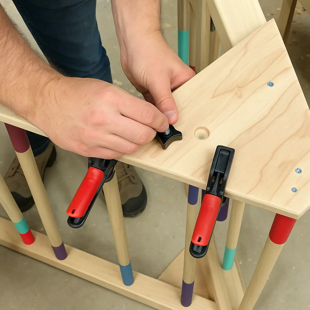 Positioning ladder on triangle connector